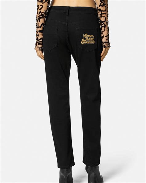 versace embroidered jeana|Logo Embroidered Jeans Black .